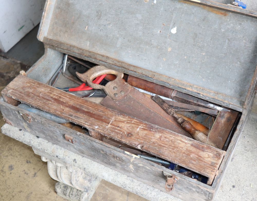 Two boxes of vintage carpentry tools